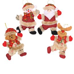 Christmas Plush Hanging Ornaments Santa Snowman Reindeer Bear Xmas Tree Pendant Holiday Party Decoration XBJK2109