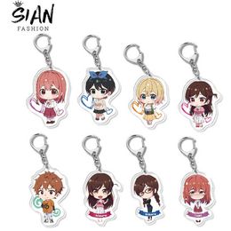 Anime Rent A Girlfriend Kanojo Okarishimasu Acrylic Keychain Pendant Cosplay Figures Keyrings Holder for Bag Car Otaku Jewellery G1019