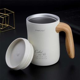 Arrival PINKAH 470ML Vacuum Coffee Cup With Handle Insulation Mug Office Leakproof Tea Lid Household Milk Thermos 211109