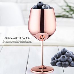 Household Copper Wine Glass 500mL Stainless Steel Single Layer Juice Drink Champagne Goblet Charms Party Supplies 210326