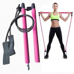 Pilates Stick Yoga Rally Bar Fitness Home Yoga Gym Body Workout Exercise Arm Resistance Bands Rope Puller H1026