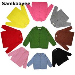 12m-6y Kids Sweater Baby Cardigan Spring Autumn Boys Girls Knitted Clothing Clothes Children Top Solid Candy Color Knitwear y24 Y1024