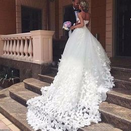 Dress 2021 Ball Handmade Butterfly Sweetheart Cathedral Train Dainty Bridal Wedding Gowns Dresses Vestido De Noiva es