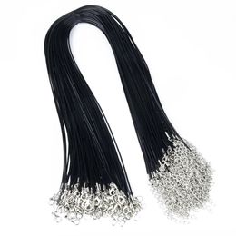 100 Pcs/Lot 1.5MM 2MM Black Wax Leather Snake Necklace Cord String Rope Wire Chain For DIY Fashion Jewellery Making in Bulk 45-80cm