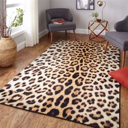 Leopard Print Carpet Living Room Classic Sexy Yellow Brown Home Decor Sofa Table Rug European Anti Slip Chair Cushion Lounge Mat 210317