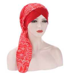 2021 NEW fashion printed floral inner hijab turban ladies turban hat ready to wear Islamic ladies wrapped under the hijabew