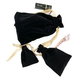 Luxury Black Velvet Gift Bags Gold Ribbon 8x10cm pack 50 Makeup Drawstring Pouches Jewellery Packaging Sack