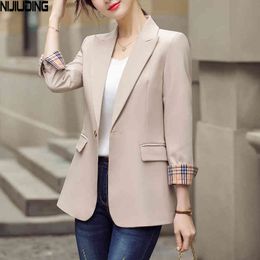 autumn small suit jacket female casual loose long-sleeved polyester slim fit wild OL professional wear 210514