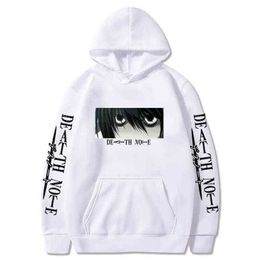 Death Note Hoodie Kira L Lawliet Eyes Anime Print Harajuku Sweatshirts Long Sleeve Korean Fashion Couple Hoodies Pullover Y211122