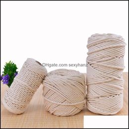 Yarn Clothing Fabric Apparel Rame Cotton Cord 1/2/3/5/6Mm Handmade Thread Crochet Rope Diy Hanging Tapestry Weaving Knitting Knit Ya Drop De