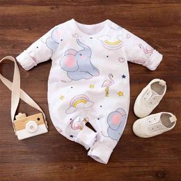 Spring and Summer Autumn Baby Elephant Print Jumpsuit for Unisex 210528