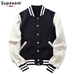 Arrival Spliced Brand Single Breasted Patchwork Short Style Rib Sleeve Bomber Jacket Men Cotton Casual Baseball Coat 211105