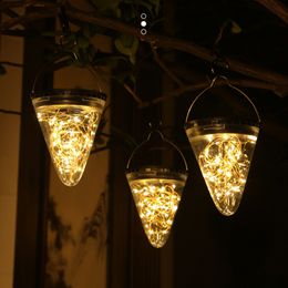lighting lanterns UK - Lanterns Hanging Solar Lights Outdoor Glass Waterproof LED Lamp Decorative Garden Patio Pathway Deck Yard for or Porch Parties, marriages, games, usalight