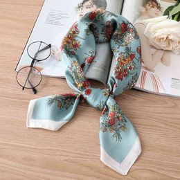 2021 Summer Silk Scarf Lady Hair Square Scarfs Fashion Women Bandana Luxury Brand Designer Print Headkerchief Shawl Wraps