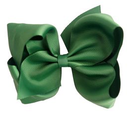 2022 new 32 Colors 6 inch Hair Bow Plain Color Grosgrain Ribbon Boutique Hair Bows with Alligator Clips