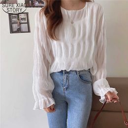 Summer Blusas Mujer Autumn Korean Shirt O Neck Long Sleeve Elegant Blouse Women Casual Solid Fashion Tops 14388 210527