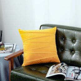 Cushion/Decorative Pillow Solid Velvet Geometric Line Waist Cushion Cover Home Sofa Throw 45*45 Pillows De For Cojines Coussin Housse Decora