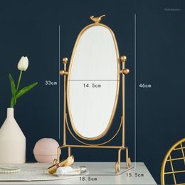 bedroom dressing table with mirror Australia - Mirrors Nordic Makeup Mirror Table Desktop Bedroom Single-sided Dressing Iron Home Large Gold Decoration WF11272331