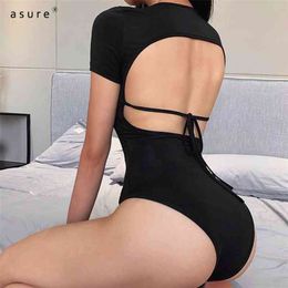 Traf Sleeveless Lingerie Bodysuit Bare Back Garment Body Sexy Cyber Y2k Top Women Baddie Clothing Combishort 25048P 210712