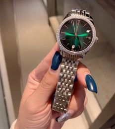 Luxury Brand Stainless steel Geometric Gradient Watches Women Rhinestone Quartz Wristwatches Ladies calendar bracelet Clock 34mm
