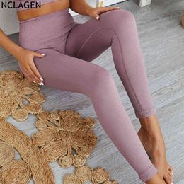 Women GYM Sport Leggings Nylon yoga pants Capris High Waist Seamless Push Up Tights Fitness Squat Proof Sports wear NCLAGEN H1221