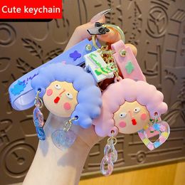 New Fashion Cute Girl Leather Bag Car Keychain Plastic Soft Rubber Doll Pendant Key Holder Ring Accessories Jewelry Gift G1019