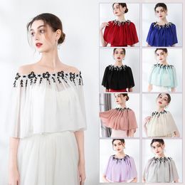 Wraps & Jackets Off The Shoulder Chiffon Bolero Appliques Scoop Neckline Jacket Women Bridal Party Accessories