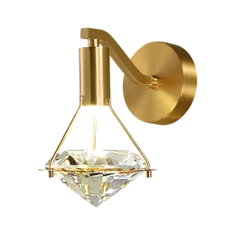 High-end Luxury Copper Wall Light With LED K9 Diamond Crystal Lampshade Bright 5W Sconces Wall Lamps for TV Background Bedside Decor