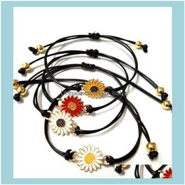 Charm Jewelry30Pcs Lot Fashion Couple Bracelets Sunflower Pendant Adjustable Rope Chain Bracelet Lucky Friendship Jewelry Drop Delivery 2021