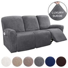 3 Seat Recliner Sofa Chair Cover All-inclusive Armchair Non-slip Relax Elastic Suede Couch Protector 210723