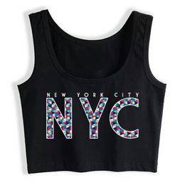 Crop Top Female NYC Geometric Artistic New York City Gift Summer Vintage Cotton Tank Top Women X0507