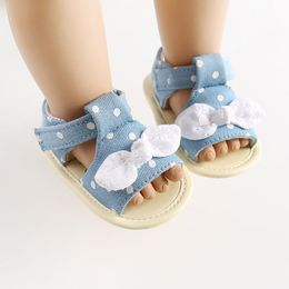 Summer Cute Striped Lattice Dots Bow-knot 0-18M Baby Girls Sandals Infant Breathable Soft-soled Low-top Toddler Shoes First Walkers