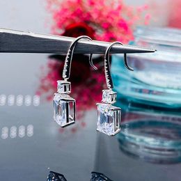 Princess cut 5ct Lab Diamond Dangle Earring Real 925 Sterling silver Jewellery Party Wedding Drop Earrings for Women Bridal Gift278I