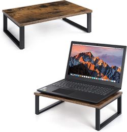 Monitor Stand Riser Tabletop Computer Monitor Stand for Desk Wood Desktop Stand Office Storage Organizer for Computer Laptop, Screen, Small Printer, TV Stands