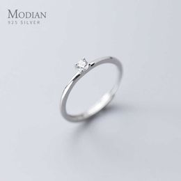 Shining Clear CZ Geometric Ring for Women Fashion Genuine 925 Sterling Silver Free Size Fine Jewellery 210707