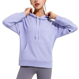 Gym Clothing Arrival Women's Loose Leisure Sports Yoga Sweatshirt Top Women Falling Shoulder Hooded Pullover Long Sleeve Fitness
