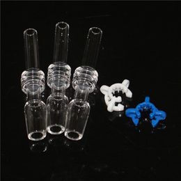 Smoking Accessories Domeless Quartz Tips With Plastic Keck Clips 18mm 14mm 10mm for Nectar Dab Straw Glass Oil Rigs