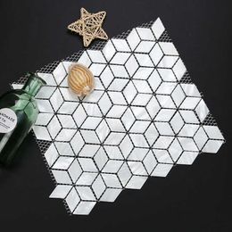 -Rhombus en forme de carreaux de mosaïque en forme de mosaïque de coquille de nacre en forme de brique murale pour les dos de cuisine, murs de salle de bain H0827