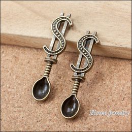 wholesale New 70pcs Vintage Charms Spoon Pendant Ancient bronze Fit Bracelets Necklace DIY Metal Jewellery Making A092