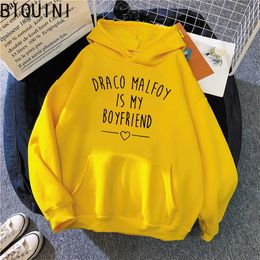 Draco Malfoy is My Boyfriend Letter Print Sweatshirts Harajuku Hoodies Women 2021spring Casual Fashion Streetwear Wram Pink Tops 713 300