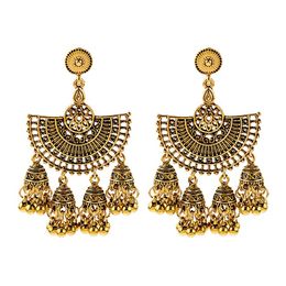 Unique Thailand Bells Long Tassel Dangle Earrings For Women Boho Ethnic fan shaped Drop Earring Indian Jewelry