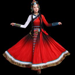 Classical Dance Costumes Long Sleeves Tibet Nationality stage wear vintage festival party apparel Tibetan Women Ethnic Clothing