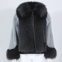 mink jacket womens UK - OFTBUY 2021 Real Fur Coat Winter Jacket Women Natural Raccoon Mink Fur Real Sheepskin Leather Thick Warm Outerwear Streetwear