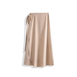 Skirts Fashion Lace-up High Waist Beige Chiffon Skirt Female A Line Summer Long Beach Wrap Elegant Sexy For Girls