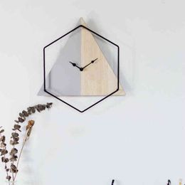 Modern Design Wall Clock Minimalism Art Silent Geometry Wooden Wall Clock Novelty Unique Orologio Da Parete Living Room DE50WC H1230