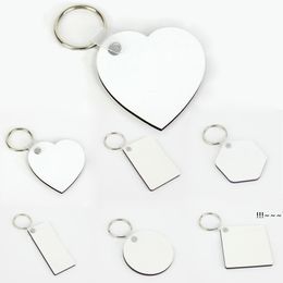 newBlank Keychain Rectangle heart polygon Party Favour Sublimation Personality Keychains Ornament MDF Coated Board Double-sided Heat EWA4601