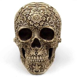 BUF Modern Resin Statue Retro Decor Home Decoration Ornaments Creative Art Carving Sculptures Skull Model Halloween Gifts 210329