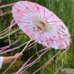 Silk Cloth cosplay Umbrella Women Costume Pography 76CM/82CM Props Tasselled Yarned Chinese Japan Oil-paper Parasol 210721