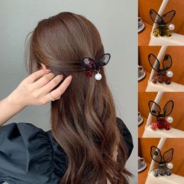 Korea Stye Hair Clips for Women Mesh Rabbit Ear Hair Claws Small Side Girls Hairpin Summer Autumn Fashion Hair Accessories