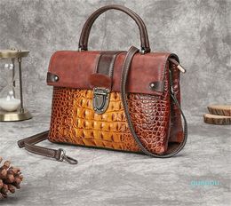 Evening Bags Vintage Bag Retro Alligator Luxury Handbag Genuine Leather Shoulder For Women Hand Painted Crossbody